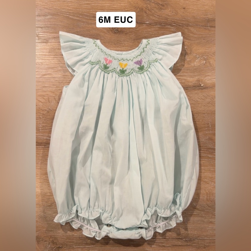 Petit Ami Light Blue Smocked One Piece
